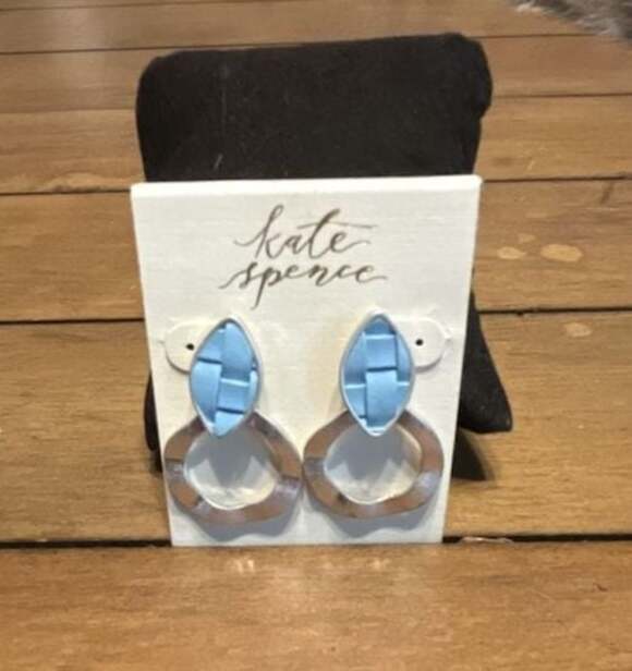 Kate Spade Jewelry - Kate Spence Woven Blue and Silver-Tone Drop Earrings